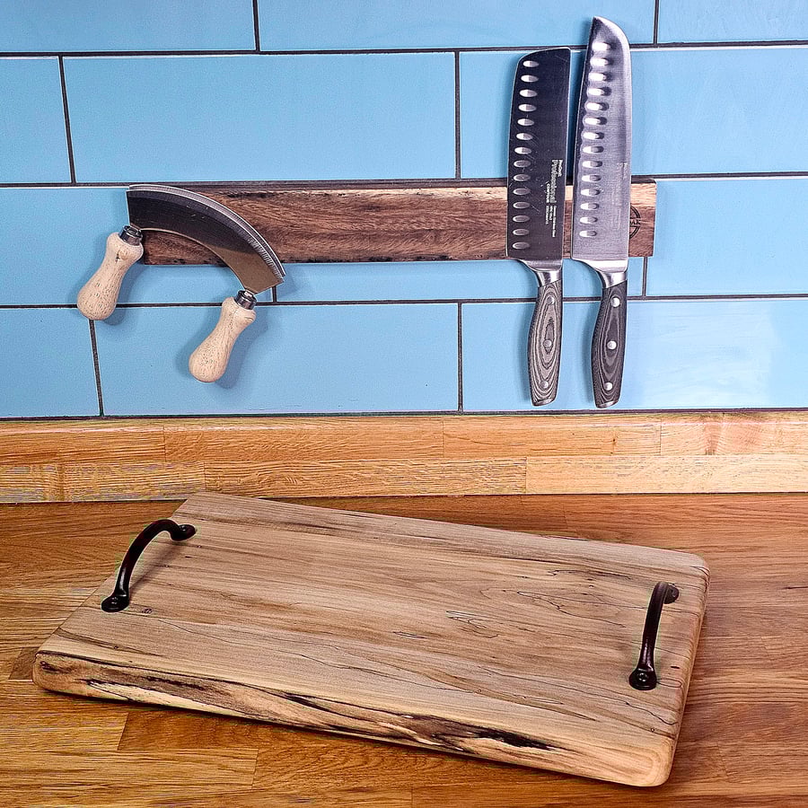 Charcuterie-Cheese-Serving Board - Live Edge Spalted Maple - 42x26x2cm