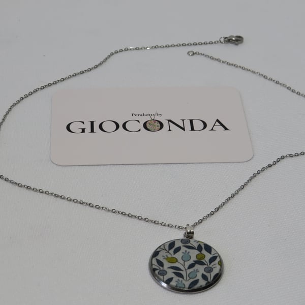 Hand Crafted Pretty Pendant - Made Using Liberty Print Fabric 