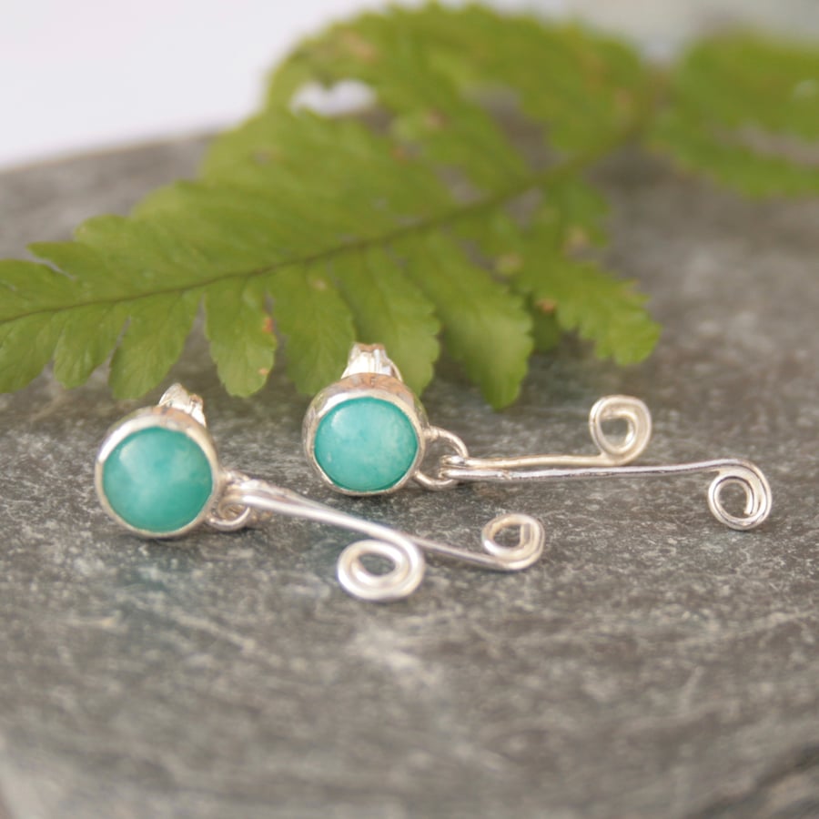 Amazonite and silver earrings, inspired by nature, gemstone earrings