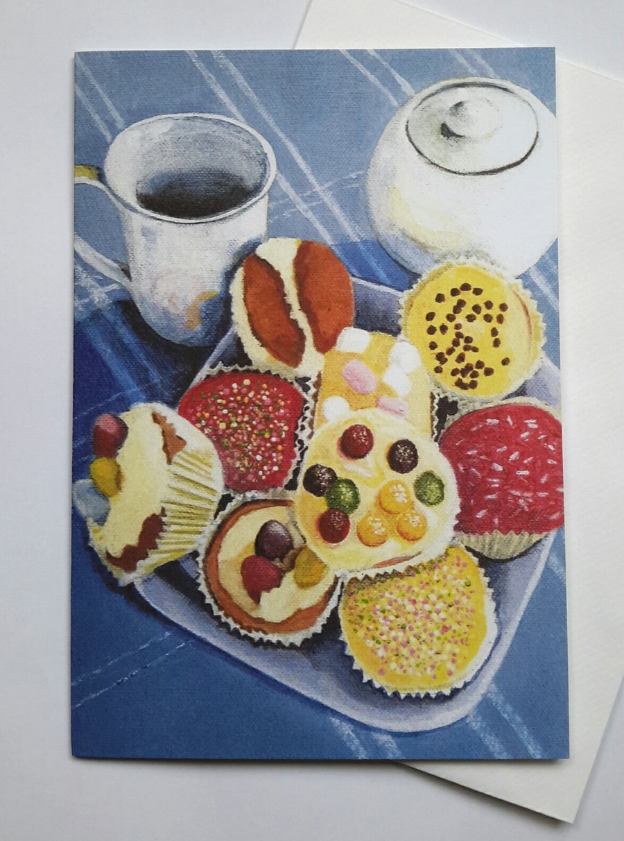 Tea and cake  greetings card for a friend, sister, Aunt