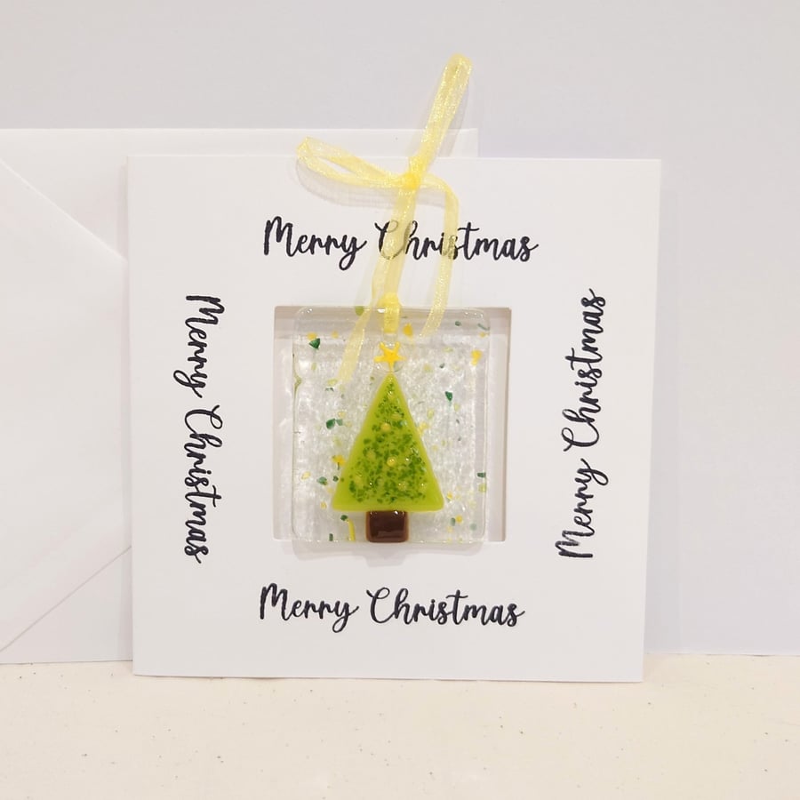 Merry Christmas Card with Detachable Christmas Tree Decoration