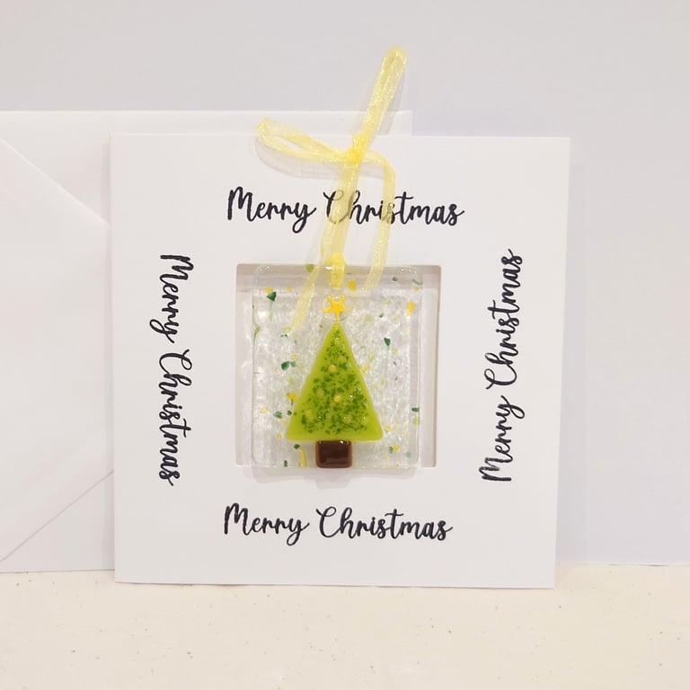 Merry Christmas Card with Detachable Christmas Tree Decoration