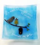 Fused Glass Bird Jewelry Dish: Inspirational Quote Trinket Tray