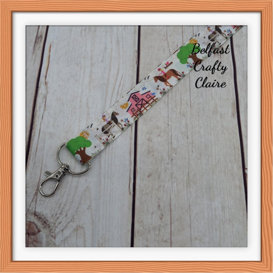 Lanyard Neck Strap - Horses Theme - Badge ID Phone Keys Office Travel - Gift