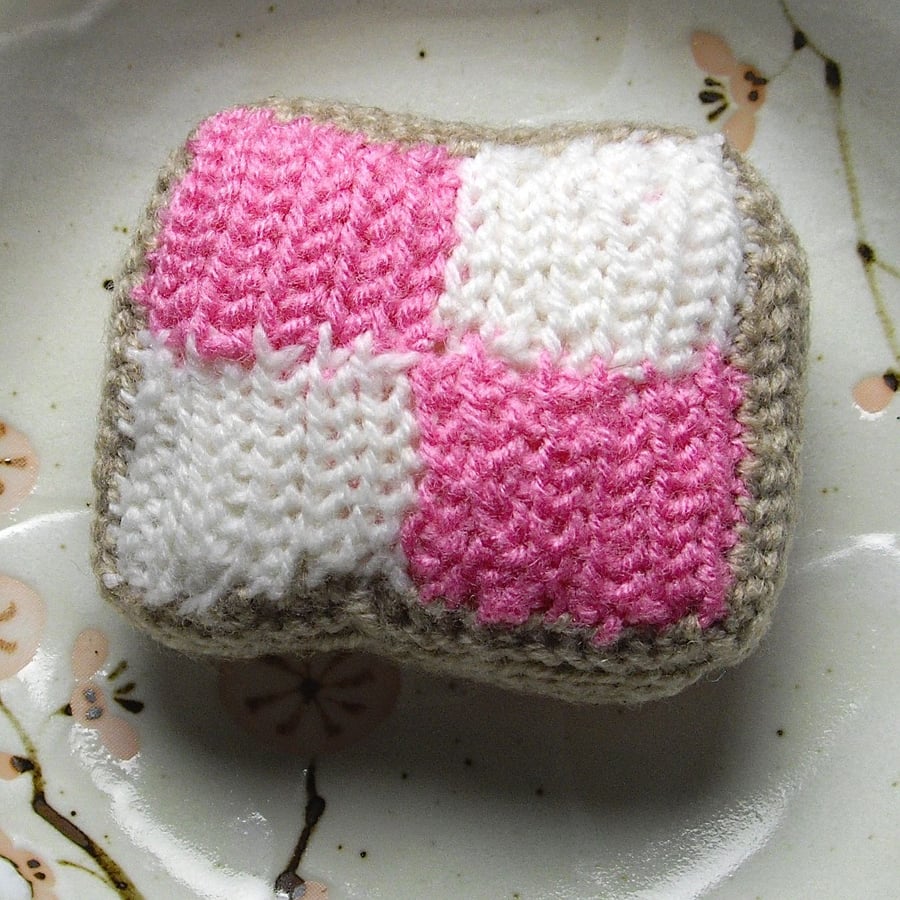 Slice of Battenberg Cake Hand Knitted Ornament - Pin Cushion