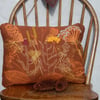 Hedgerow Brown -  Screen printed and hand embroidered cushion