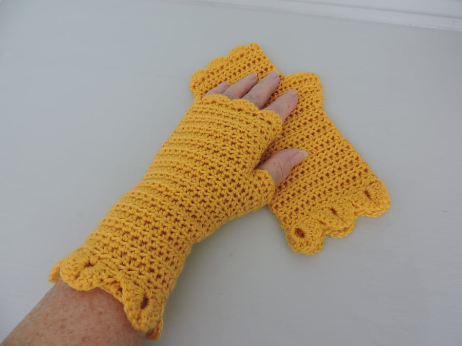 Fingerless Mitts Sunshine Yellow