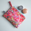 Liberty fabric makeup bag or purse with doodles and hand drawn design