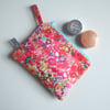 Liberty fabric makeup bag or purse with doodles and hand drawn design