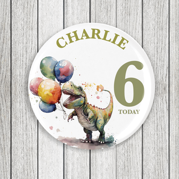 Dinosaur Age Birthday Badge 58mm