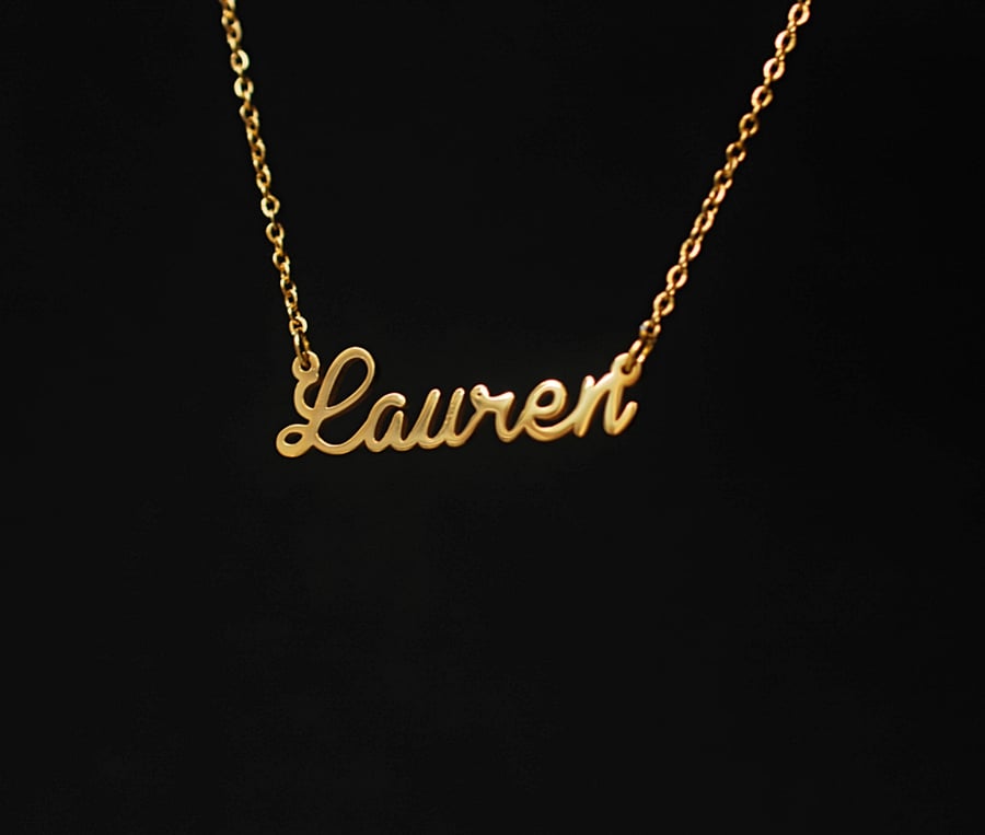 18k Gold plated Lauren nameplate name pendant necklace, Lauren birthday gift
