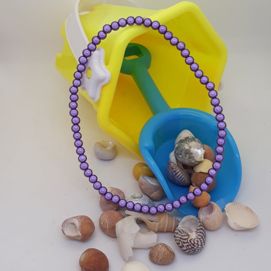 AL35 - purple miracle bead anklet
