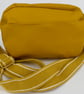Mustard yellow faux leather crossbody bag with designer lining & roomy interior
