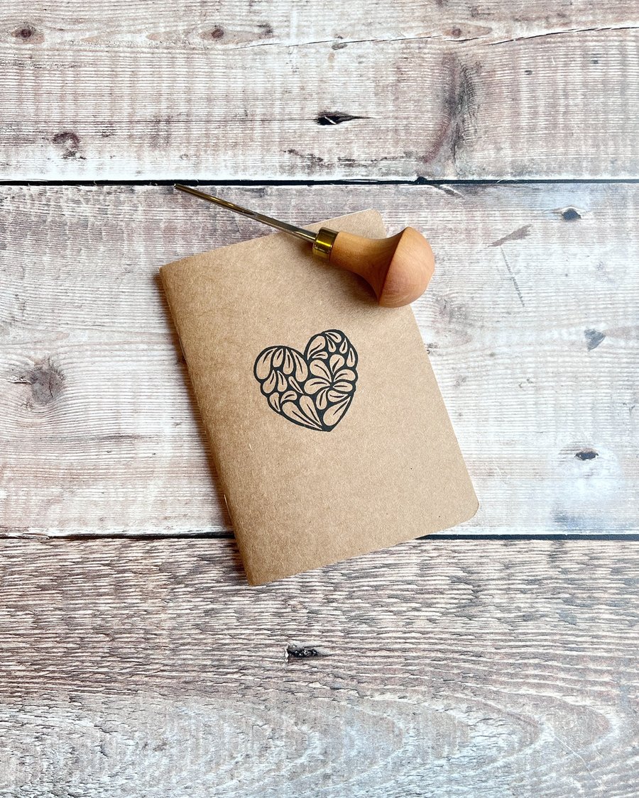 Small A6 Sketchbook With Original Lino Print - Heart