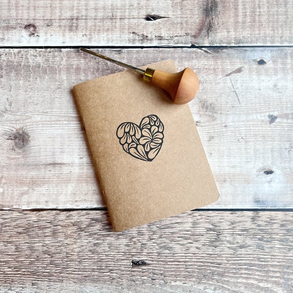 Small A6 Sketchbook With Original Lino Print - Heart