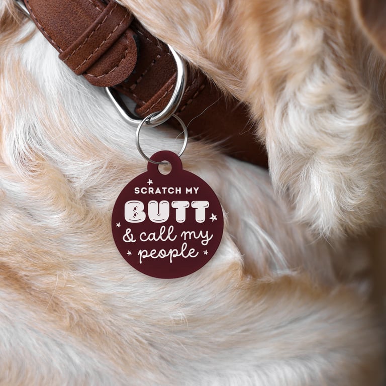 Scratch My Butt - Bubble: Personalised Dog ID Collar Funny Custom Tag