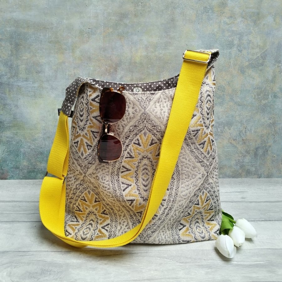 Yellow and Grey Bucket Bag
