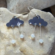Perfectly Imperfect Upcycled cloud earrings with swarovski crystals
