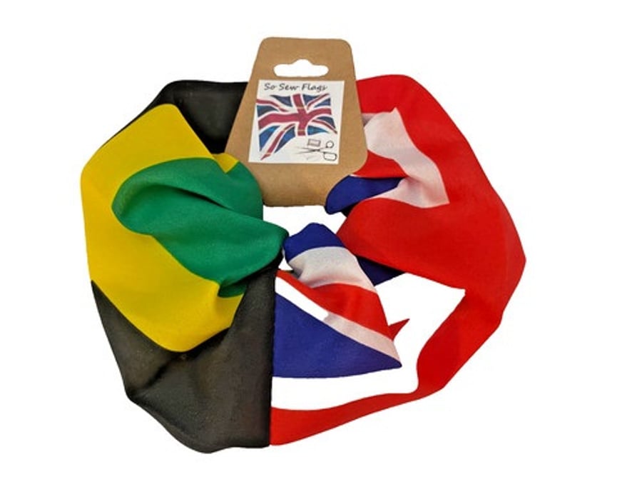 Jamaica & Union Jack Flag Hair Scrunchie Scrunchies Accessory Band Elastic