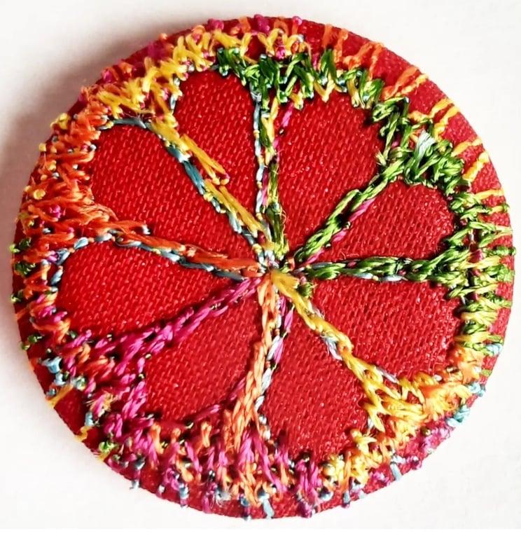 Buttons 1 inch button Hand Dyed Silks and Cottons Free Machine Embroidery Button