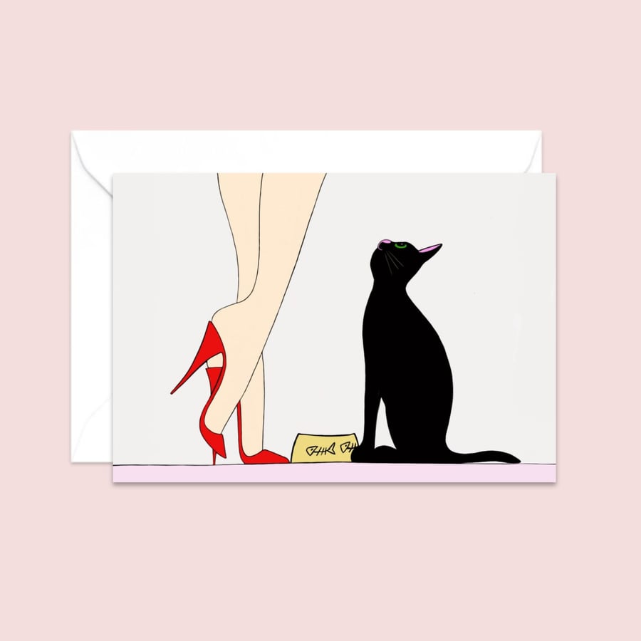 Black Cat Greeting Card:  Birthday Card for a Cat Lover (104)