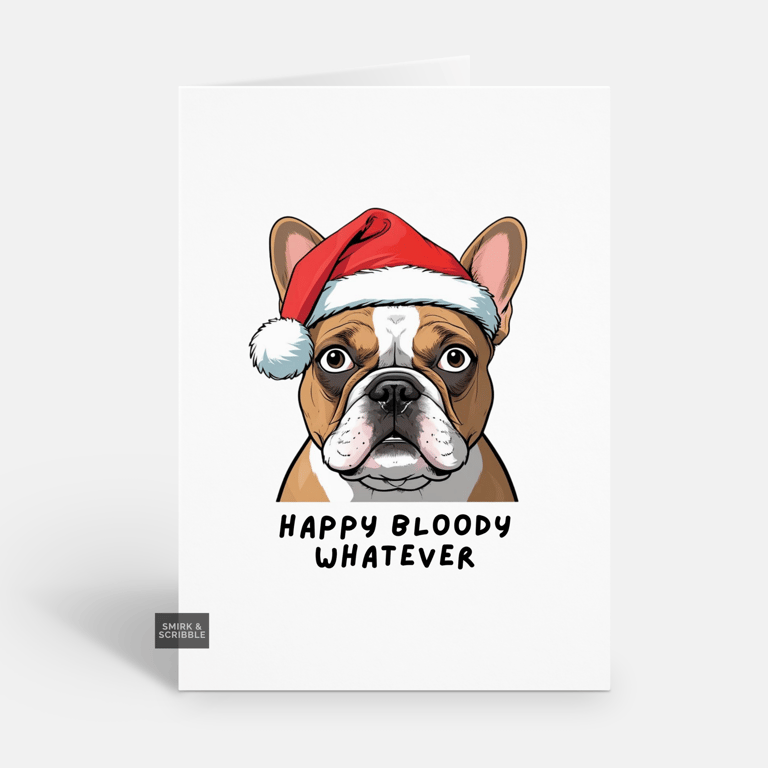 Unique Funny Christmas Card For Him Or Her - Grumpy Dog Xmas Greeting 