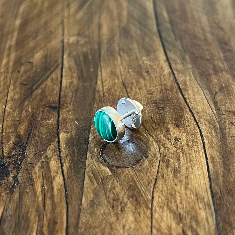 Handmade Sterling Silver & Malachite Pin 