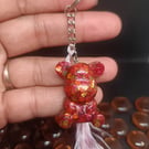 Handmade Glitter resin Teddy bear charm  keychain