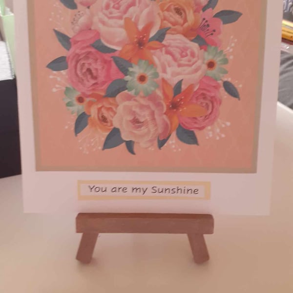 Peach Flower Card Folksy