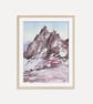 Brown Abstract Mountain Peak Fine Art Print, Free Flow Watercolor Wall Art Decor