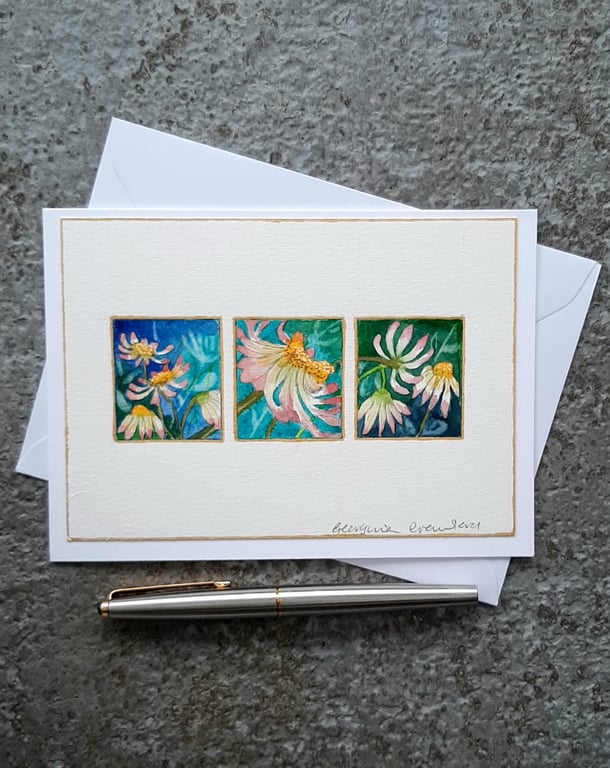 Handpainted Blank Card. Handmade. Letterbox Gift. Keepsake