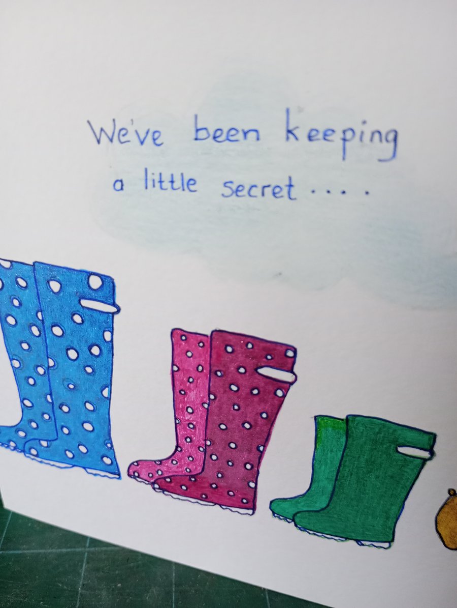 Keeping a secret forthcoming new baby card