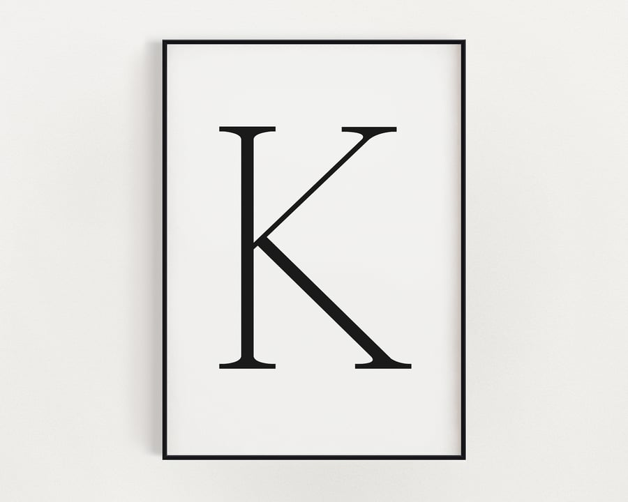 LETTER K PRINT, Minimalist Wall Art, Letter K Printable, Letter Wall Decor