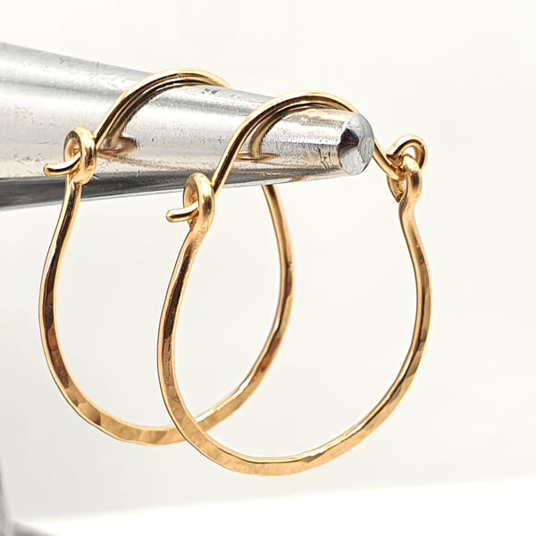 Small Hammered Gold Hoop Earrings