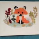 Needle felted canvas fox picture 