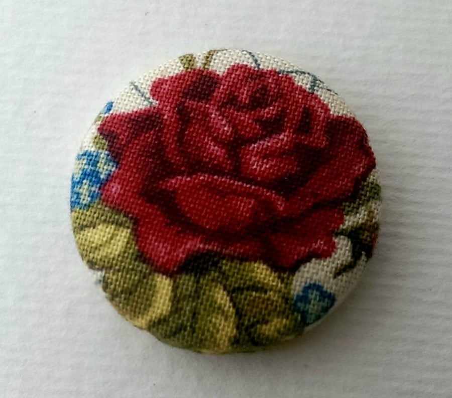  SALE Vintage Red Rose Fabric Badge