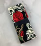 Skulls and roses fabric brush roll, Gothic pencil wrap, Tool wrap,  Handmade - Image 8