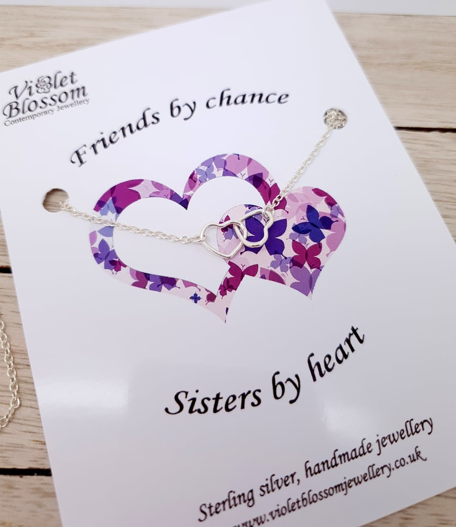 Sterling silver double heart necklace