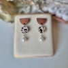 Animal Print - Walnut and Pearl Polymer Clay earrings 