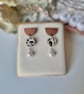 Animal Print - Walnut and Pearl Polymer Clay earrings 