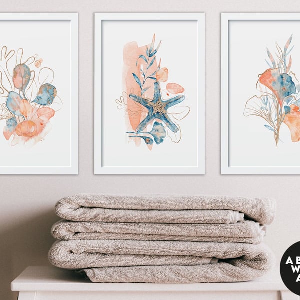 Bathroom Products, Set of 3 Guest Bathroom Print, Bohemian Decor, Relaxation Gif