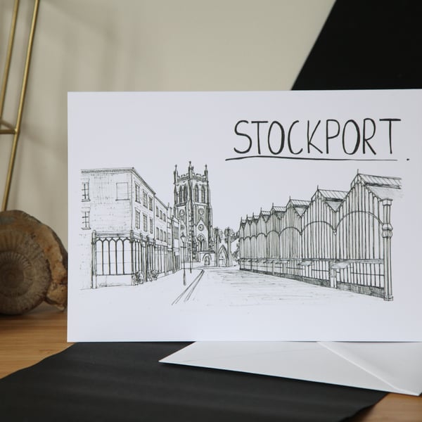 Stockport Skyline Greetings Card