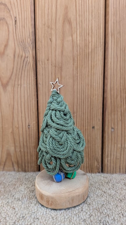 Mini rustic Macrame Christmas Tree - light green