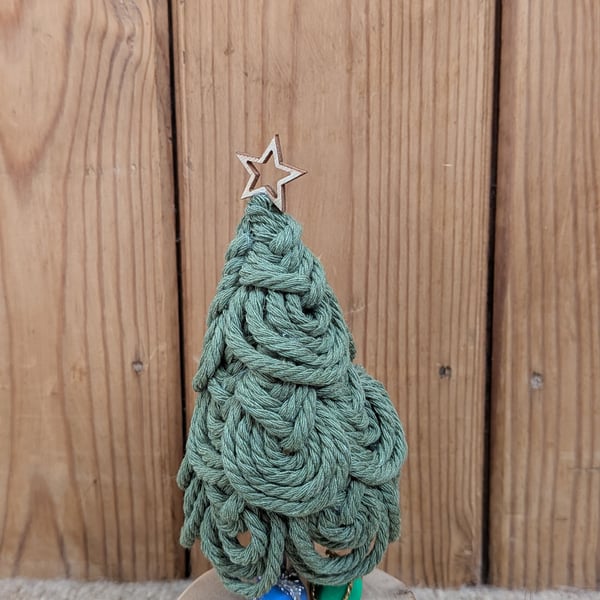 Mini rustic Macrame Christmas Tree - light green