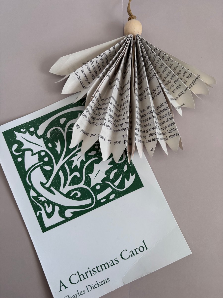 Two Handmade Paper Angel Tree Decorations – A Christmas Carol Edition