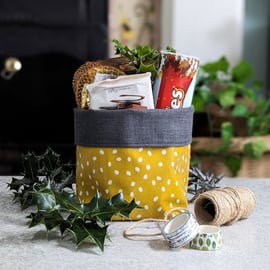 Mustard Oilcloth storage Pots and baskets