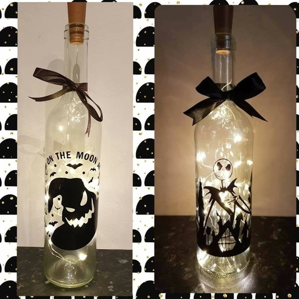 Nightmare Before Christmas Jack Oogie Boogie Themed Bottle Lamp (2 designs avail