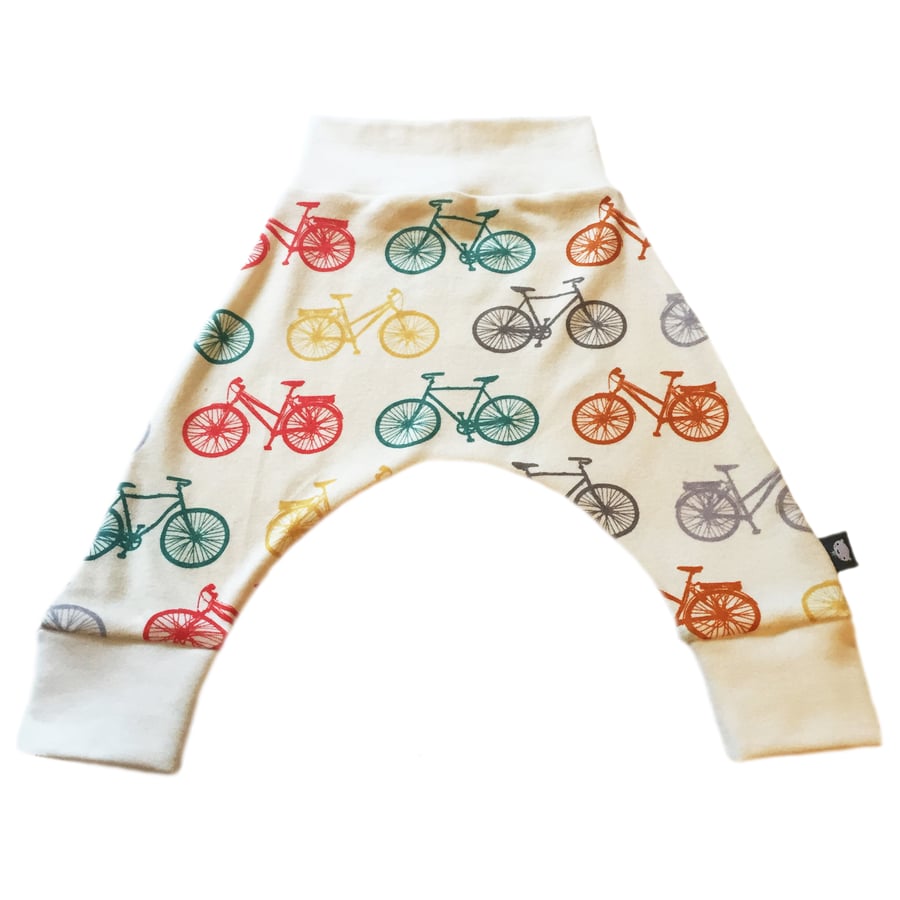 ORGANIC Baby HAREM PANTS Multi BICYCLES Relaxed Trousers GIFT IDEA by BellaOski