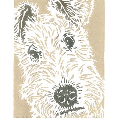 Wire Fox Terrier Dog - Original Hand Pulled Linocut Print