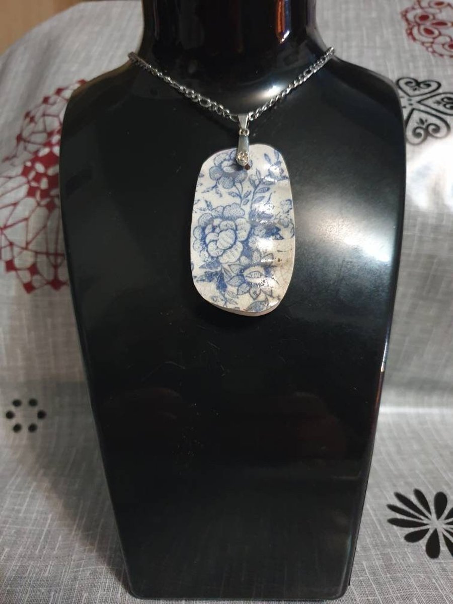 Large Blue Floral Pendant